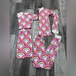 Hanna Andersson Rainbow Long Short John’s 4 Piece Bundle Pajamas 150 12 READ